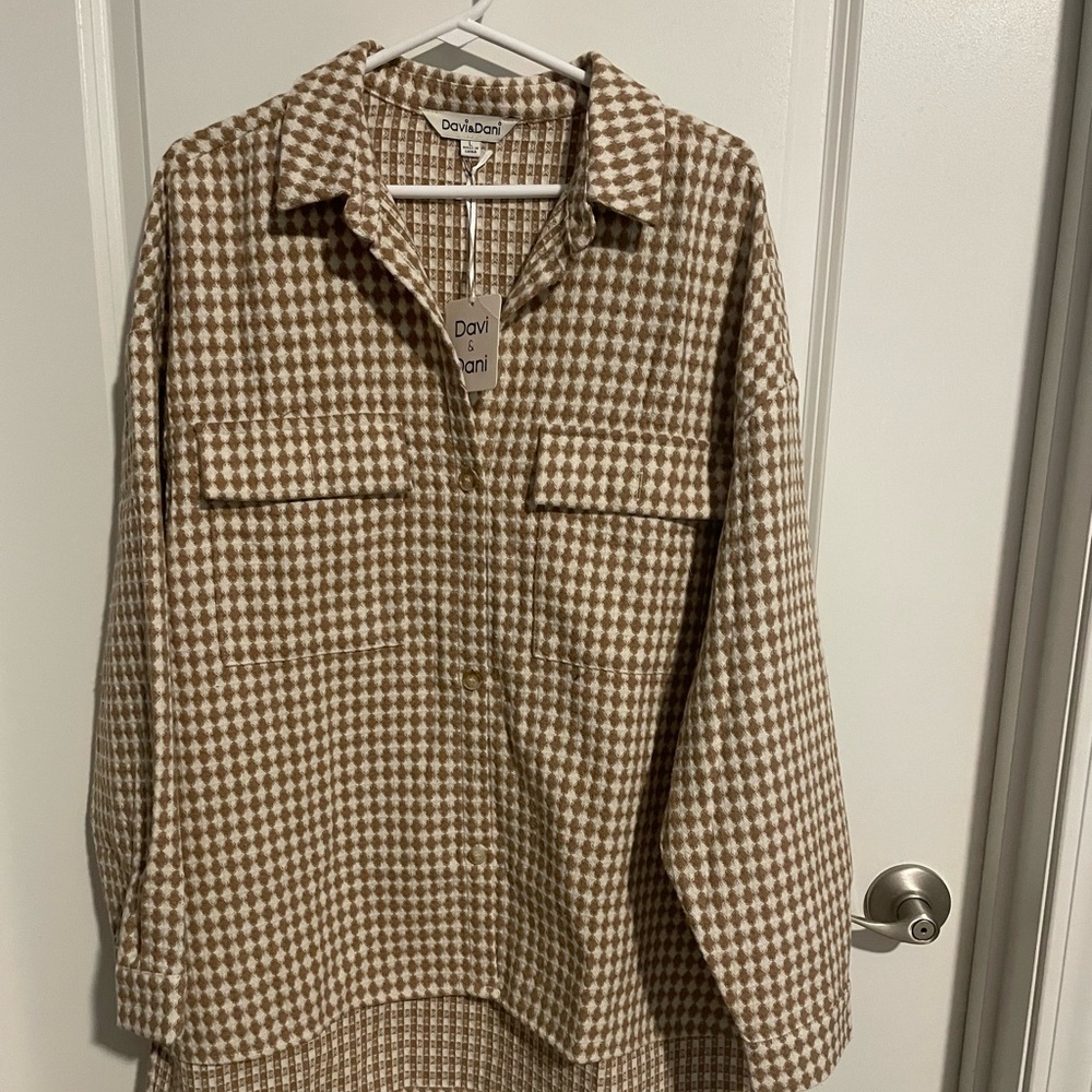 Brown and Cream Houndstooth jacket Davi & Dani